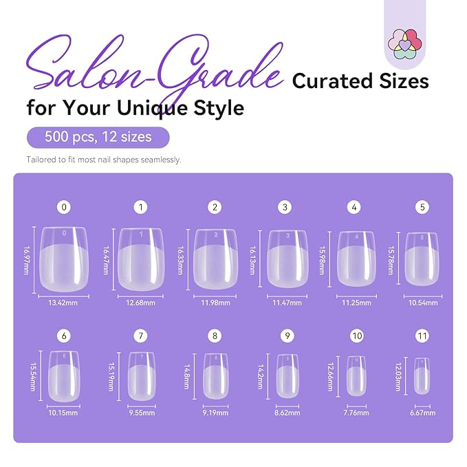 SAVILAND Gel Nail Kit: 500 Pcs Extra Short Square Nail Tips with Drill Kit 30-Day Strong Hold Gel Nail Tips X 12 Sizes Fake Nails with Glue & Nail Lamp For Beginners DIY At Home Nail Kit Gift