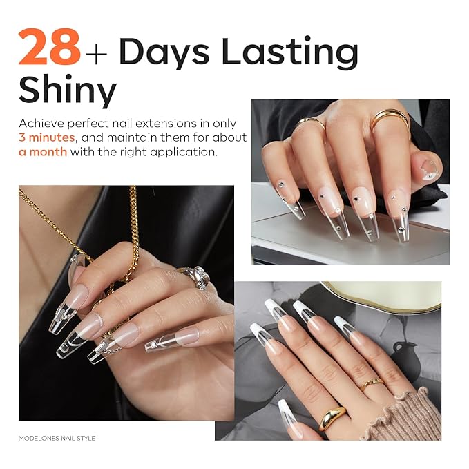 modelones Poly Gel, Hema-Free 60ML Clear Poly Extension Gel Nail Strengthener Enhancement Thickening Natural Wearing Nail Builder Overlays Home DIY Salon