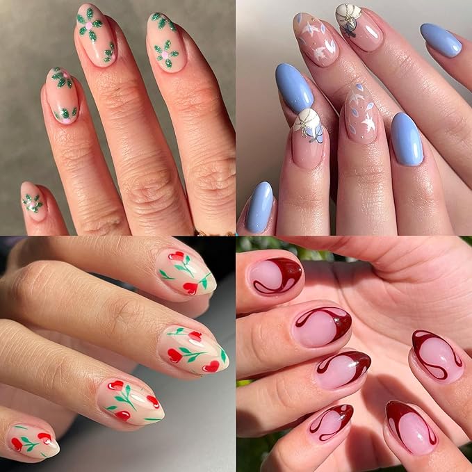 300pc Short Almond Gel Nail Tips Clear Fake Nail, Clear Press on Nails Short Almond Soft Gel Nail Tips XS Stiletto Acrylic Nails Full Cover False Nail Artificial Fingernail for Nail Extensions