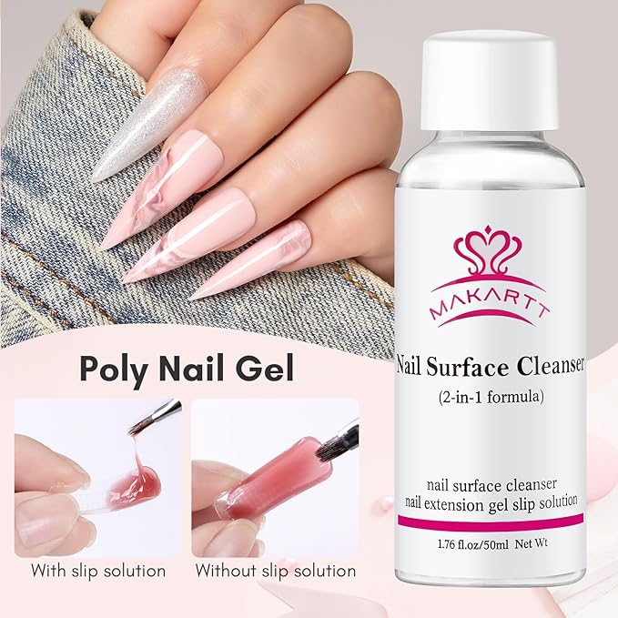 Makartt Poly Nail Gel Kit: 6 Nude Colors Solid Builder 15ML for Poly Extension Enhancement Set with Slip Solution Base Top Coat Dual Forms All in One Hard Gels for Nails Starter Supplies Kit