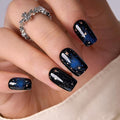 Curvlife Press On Nails - Acrylic False Nails Kit with Design, Full Coverage, Reusable Nails, Glue, Tabs, File - Artificial Nails (Starry Sky, Medium)