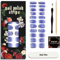 Nail Polish Strips (No UV Lamp Needed) - 22 Pcs Salon Quality Gel Nail Stickers - Long Lasting Wraps (Mystery of The Deep Blue)