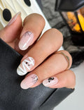 Semi Cured Gel Nail Strips (Cream Ghost), Halloween, 20 Pcs Gel Nail Wraps, Stickers, Salon Quality, Long Lasting, Works With Any UV Lamps