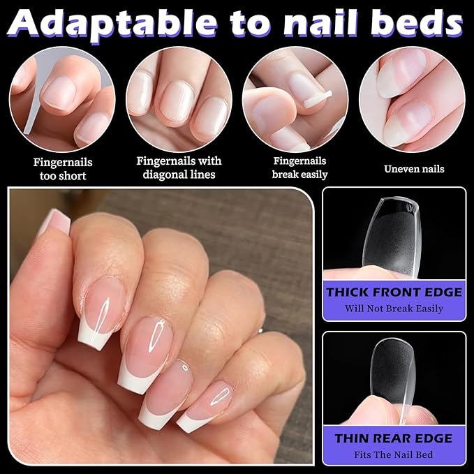 240pc Extra Short Gel Nail Tips Coffin Fake Nails Clear Press ons Nail, XS Short Coffin Nails Tips Acrylic Nails Extension Soft Gel Nails Tip Full Cover False Nail Clear Artficial Fingernails