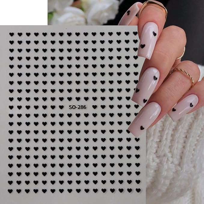 6PCS Mini Heart Nail Art Stickers 3D Self-Adhesive Sparkling Love Nail Art Decals Shinny Red Hearts Designs Nail Sticker for Valentine's Lovers Romantic Stickers DIY Manicure Decoration Accessories
