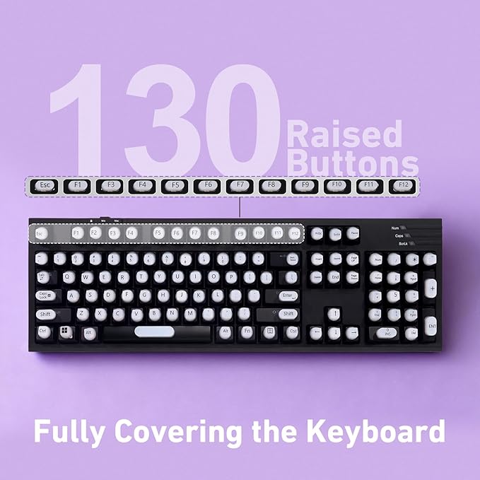 130 Pcs Raised Silicone Keyboard Sticker for Long Nails Typing and Gaming, Stable and Comfortable, Anti-Damage Symbolic and Alphanumeric Keys for Keyboards and Laptops (White, 130pcs)