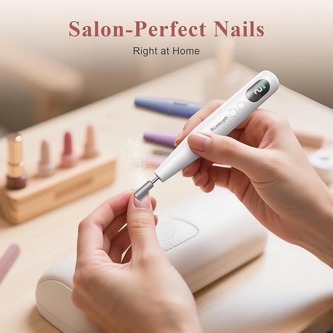 Cordless Nail Drill Kit - 9 Speed Wireless Electric Nail File with LED Display, Portable Nail Drill Machine for Acrylic Gel Nails, Rechargeable 20000RPM Hand Feet Grind Trim Tool for Women Men Baby