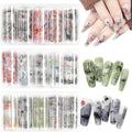 DANNEASY 15 Rolls Nail Art Foil Transfer, Landscape Painting Nail Foil Wraps Bamboo, Flowers, Cranes, Plum Blossoms Stickers Starry Sky Holographic Nail Foils for Women Nails Supplies