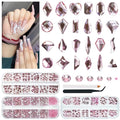 3 Boxes Light Pink Nail Rhinestones 240 Multi-Shapes Flatback Big Gems Round Beads K9 Glass Stones Diamonds Jewels Nail Art Charms for Nails Face Eyes Makeup DIY Crafts Tumblers Bottles Clothes
