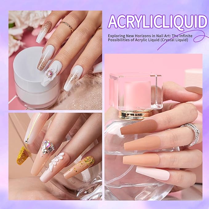 AIJIMEI Acrylic Liquid Monomer for Nail System, 120ml (4 fl oz), Professional Nail Art Kit with Brush and Dappen Dish (120ml)