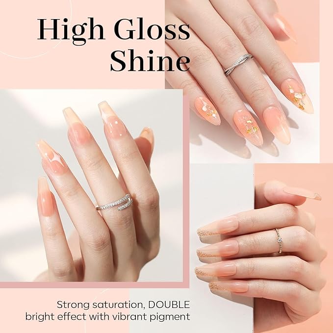 modelones Gel Nail Polish Transparent Jelly Neutral Nail Polish Sheer Nude Color Polish, Soak Off LED Salon DIY at Home Gel Nail Manicure 15 ML