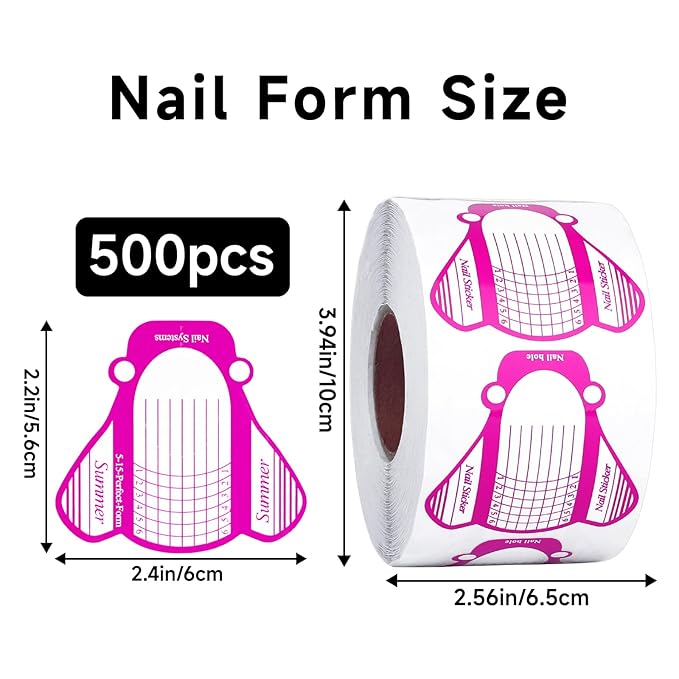 G2PLUS Nail Forms for Gel Builder, 500PCS Nail Extension Forms, Rose Nail Forms for Acrylic Nails, Reusable Nail Tip Guide Stickers for DIY and Home Use Salon Supplies