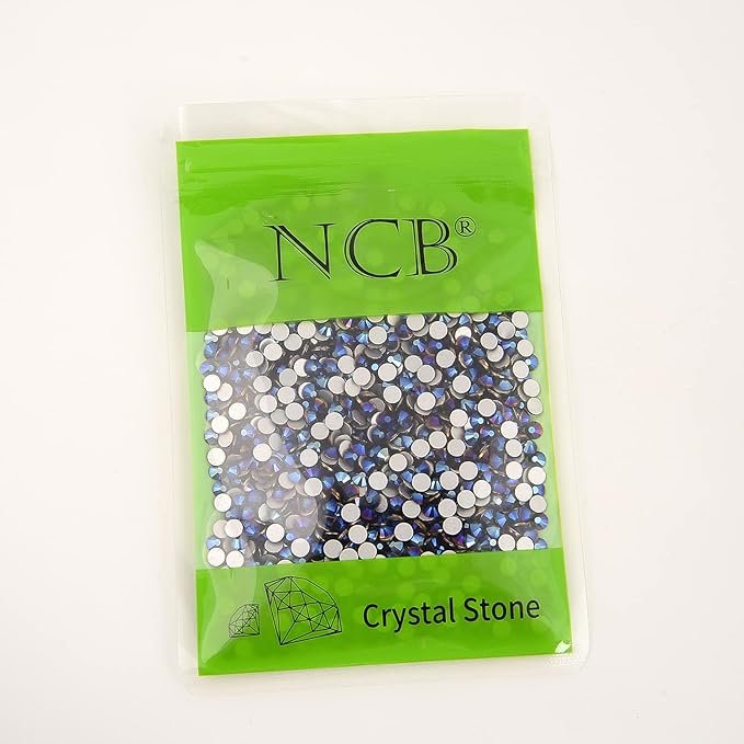 NCB Nancybeads 1500pcs Flatback Round Glass Nail Art Rhinestones Crystal for DIY Making Accessories Shoes, Clothes, Face Art, Bags, Manicure (Mine Blue, SS16 1500pcs)
