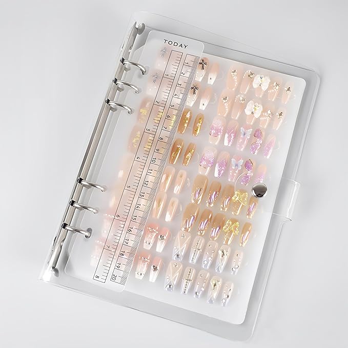 Large Press On Nails Book Insert Pages Clear Insert Pages Press On Nail Storage Book for Fake Nail Storage Nail Salon Supplies (6, clear)