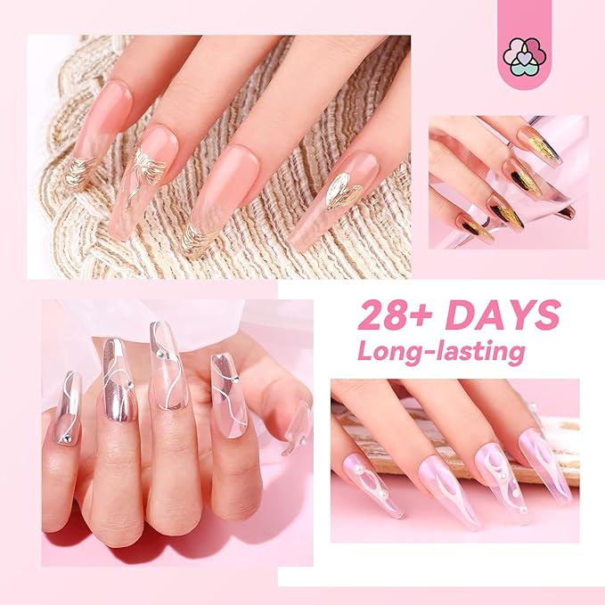 SAVILAND Gel Builder Set: 12 Translucent Colors Castor Oil Builder in a Bottle Vitamin E Hard Gel for Nails Extension Strengthener as Gifts for Women Home DIY Salon Nail Care Repair