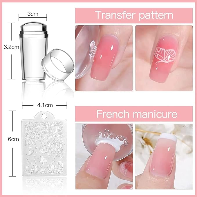 Biutee Nail Art Stamping Plates Set 10PCS French Line Stamp Templates, Nail Stamping Kit with Silicone Nail Stamper for DIY Print Manicure Salon Design Gift In Home