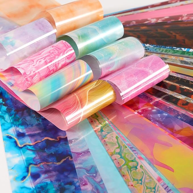 JERCLITY 300 Sheets Nail Foil Transfer Stickers Set Nail Foils Transfer Nail Art Marbling Starry Sky Leopard Print Aurora Iridescence Gradient Design for Women Girls Decoration