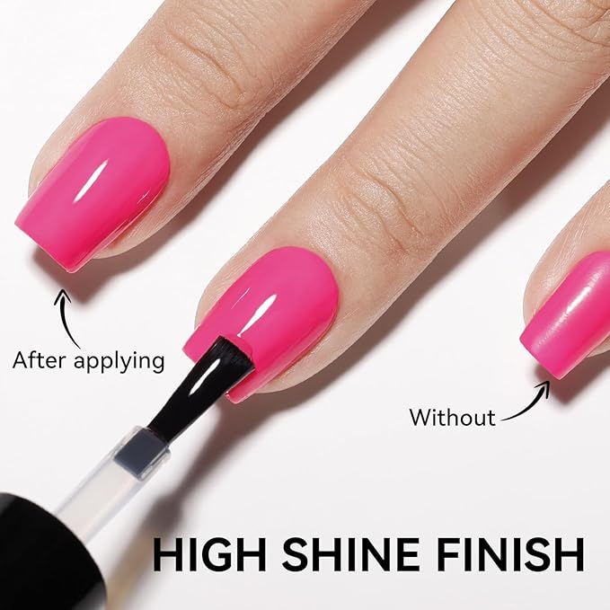 Clear Nail Polish Glossy Top Coat, 2 Pack Quick Air Dry Regular Nail Polishes, High Shine Finish Long-Lasting Color Protection No Chip Vegan Hema-free Non-gel Salon Nail Art Essentials