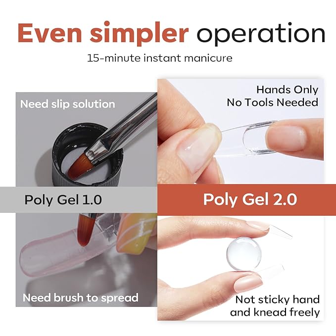 modelones Solid Builder Gel for Nails, Non-Sticky Upgraded Poly Extension Hard Gel Nude for 3D Art Sculpting Molding Beginners-friendly 50g