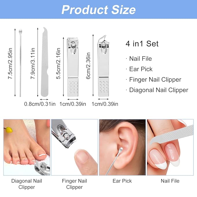 20Sets Manicure Set bulk nail clipper kit Stainless Steel fingernail clipper sets 4in1 manicure kits bulk for gift sets beauty Pedicure Kit Pedicure Tools with Travel Case Men Women