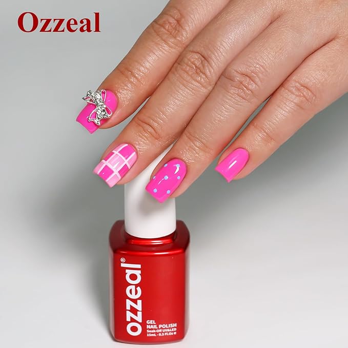 Neon Gel Polish, 0.5 Fl Oz Neon Pink Gel Nail Polish Spring Summer Soak off LED UV Hot Pink Gel Nail Polish Art Starter Manicure Salon DIY Nail Gel Polish Design