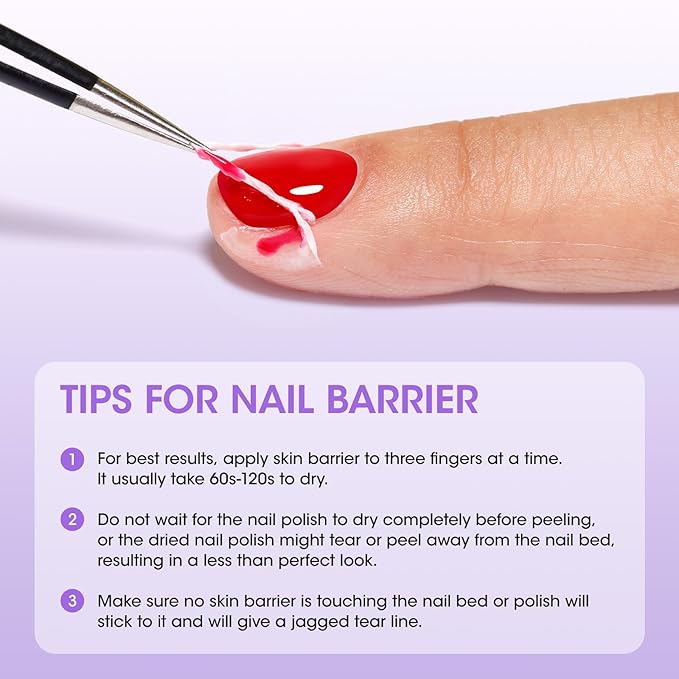 Gellen Latex Tape for Nails, Fast Drying Liquid Latex Nail Polish Barrier Peel off Latex Tape Kit Cuticle Guard for Nail Art Liquid Latex Barrier Protector