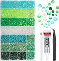 28 Types Green Jelly Resin Rhinestones w B7000 Jewelry Glue for Bedazzling Crafting 3mm-6mm Flatback Colorful Light Green Dark Green AB Stones Gems Diamonds for Nail Face Makeup Crafts Tumblers