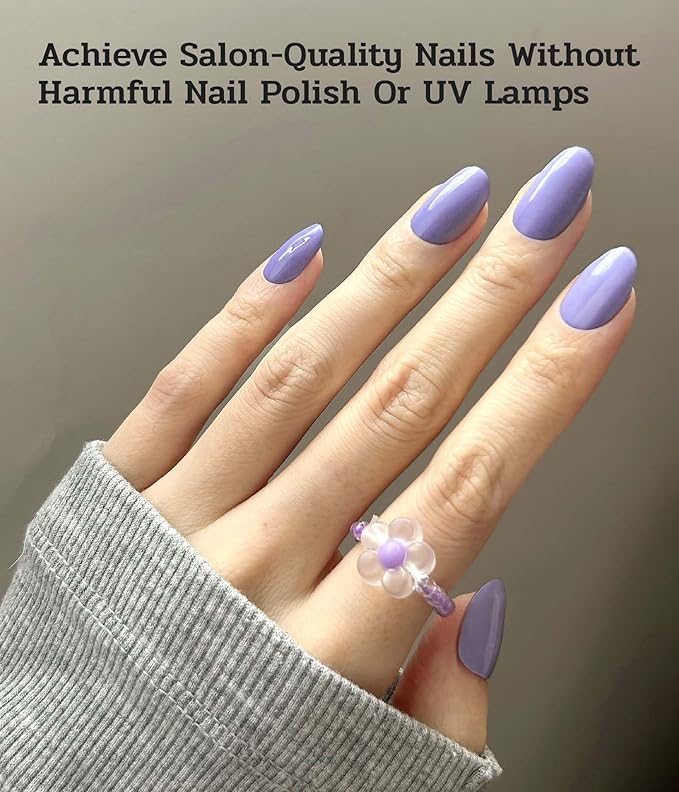 Nail Polish Strips (No UV Lamp Needed) - 22 Pcs Salon Quality Gel Nail Stickers - Long Lasting Wraps (Purple Evening in Paris)