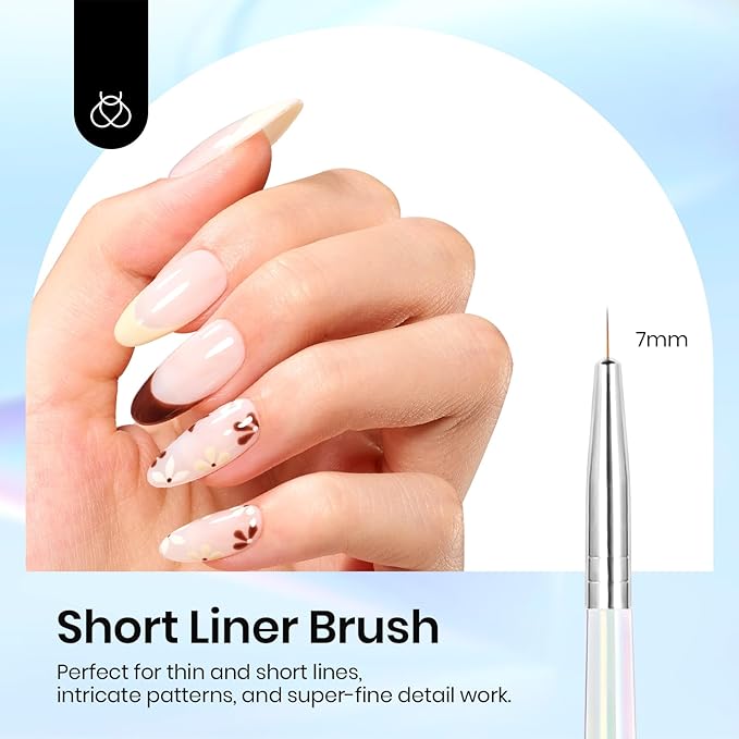 Beetles Nail Art Brushes, 5pcs Nail Art Liner Brushes Set Painting Liner Nail Dotting Tool for Long Lines, Details, Fine Drawing Sizes 7/11/15/20/25mm Gift for Women