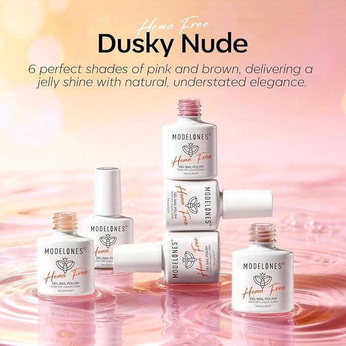 modelones Jelly Gel Nail Polish Set, French Tip Base Color Gel Polish Milky White Nude Pink Neutral Sheer Translucent Hema Free 6 Colors Gel Nail Kit Soak Off UV Spring DIY Manicure Gift Women