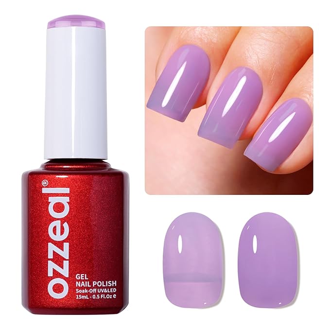 Jelly Gel Nail Polish, Light Purple Jelly Nail Polish Gel Translucent Spring Summer Sheer Nail Gel Polish Soak off UV LED for Nail Art DIY Manicure 0.5 Fl Oz