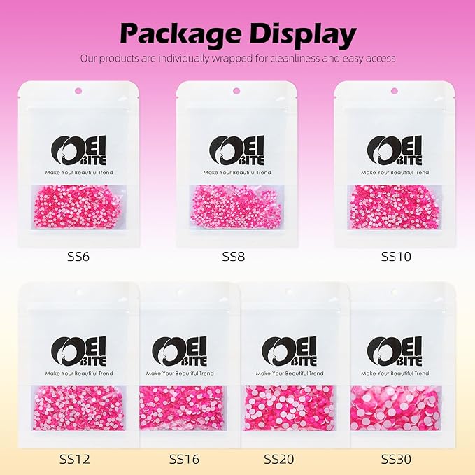 Neon Rose Flatback Rhinestones, Glass Rhinestones for Nail Art and Craft, Glue Fix, Loose Crystal Gemstones(Neon Rose, SS16, 1440pcs, 3.8-4.0mm)