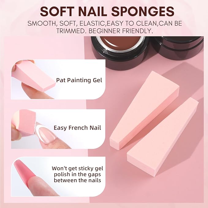 Makartt Ombre Gel Nail Polish Kit: 6 Colors Gradient Blush Effect, Upgrade Pat Painting Gel with Nail Sponge & Drawing Brush for Ombre Winter Manicure White Pink Brown Nude