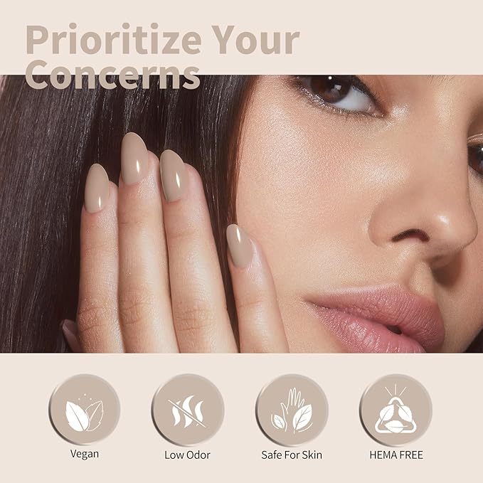 CANNI Nude Gel Nail Polish, 1Pcs Nude Gel Polish Light Brown Color Nail Polish High Gloss Soak Off U V Nail Manicure Salon DIY