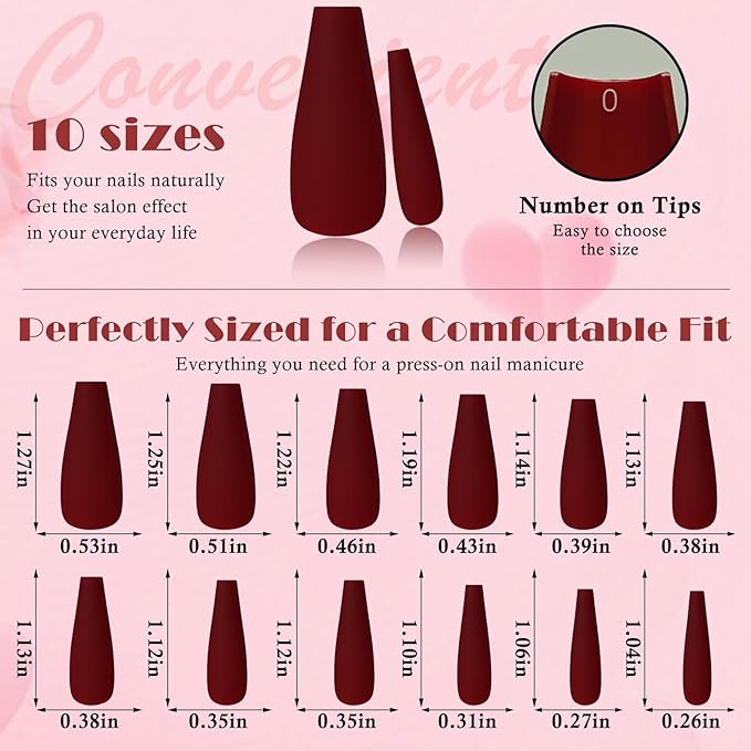 AddFavor Press on Nails Long Coffin Fake Nails, 576pcs 24 Colors Coffin Press on Nails Full Cover Acrylic Nail Press ons, Matte False Nail Tips for Women Glue on Nail
