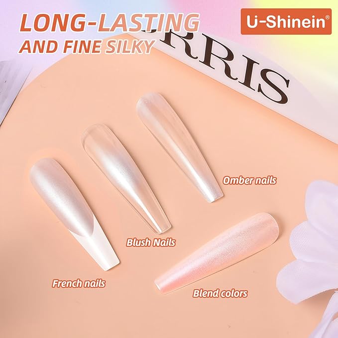 Cushion Gradient Painting Gel, Ombre Nails Aura Nails Full Coverage Precise Control of Each StrokeLong Lasting French Manicure Soak Off UV LED DIY Nail Art Pearlescent White (14)