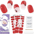 Semi Cured Gel Nail Strips,28 Pcs Gel Nail Stickers/Wraps(Red Dot),Long Lasting Polish Stickers UV Cure,Works with UV Lamp,Easy to Apply