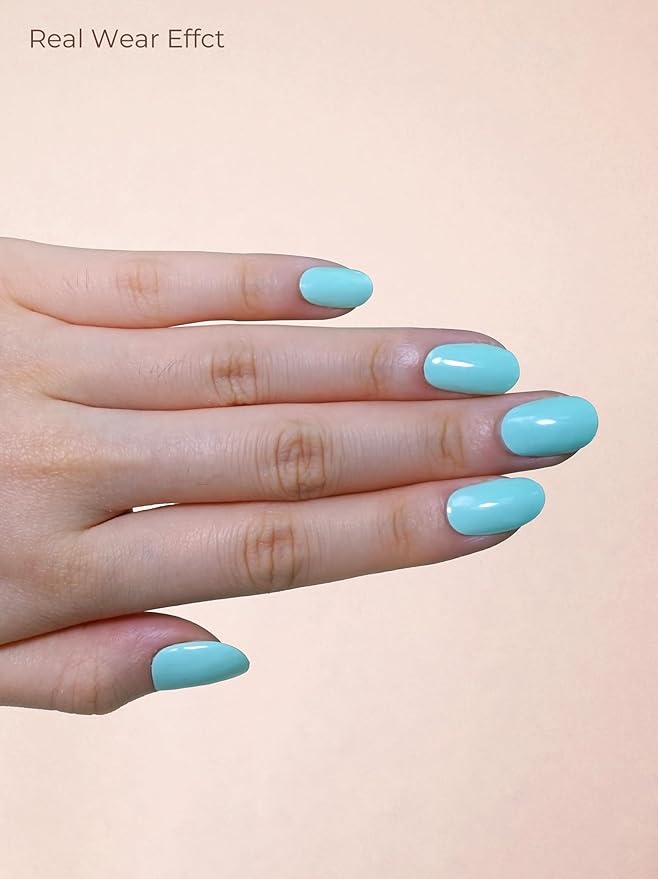 Pre Cured Gel Nail Strips - 44PCS Salon Quality Gel Nail Stickers - Long Lasting Polish Wraps for Women no UV Light Needed Easy Apply & Remove (Honeydew Green)