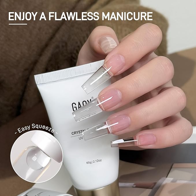 GAOY Ultra-Clear Crystal Poly Gel, 60g Nail Extension Enhancement Builder Gel, for Beginner & Professional Nail Art Salon DIY at Home, Transeparent 01