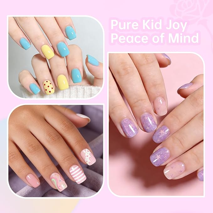 Ranrose 360Pcs Kids Press on Nails for Girls 9-12 years old - Pre-Shaped Clear Suqare Kid Nail Tips,Full Cover Soft Gel Fake Nail for Kids Nail Extensions,Birthday Family Activities,Parties