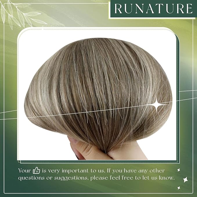 RUNATURE Brown Balayage Nano Bead Hair Extensions Human Hair 16 Inch 50G 50 Strands Brown to Blonde Nano Link Hair Extensions Real Hair Full Ends Cold Fusion Can Be Styled #3/8/22