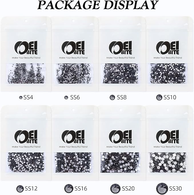 Gray Flatback Rhinestones, Glass Rhinestones for Nail Art and Craft, Glue Fix, Loose Crystal Gemstones(Gray, SS6, 1440pcs, 1.9-2.0mm)