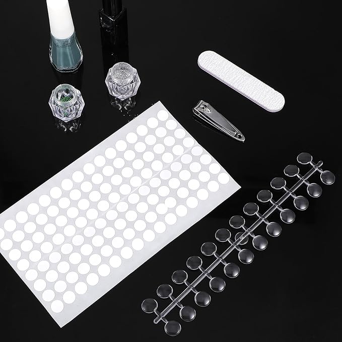 240pcs Nail Polish Swatch Dots, Round Transparent Nail Art Color Display Chart with Adhesive Sticker False Nail Display Tips Box-packed for Bottles Colorful Polish DIY Training Practicing Displaying