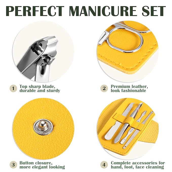 30 Set Manicure Kit Bulk Nail Clippers 7 in 1 Mini Nail Clippers Stainless Steel Professional Care Pedicure with Travel Bag Grooming Kit for Women Men Home(Soft Color,Simple)