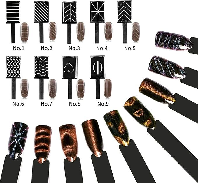 Ideal Swan Magnet Nail Art Polish Tool Set, Cat Eye Gel Polish 3d Gel Nails Cat Eye Plastic Tool, Magnetic Cat Eye for Salon Studio Home Manicure (15 Piece Set)