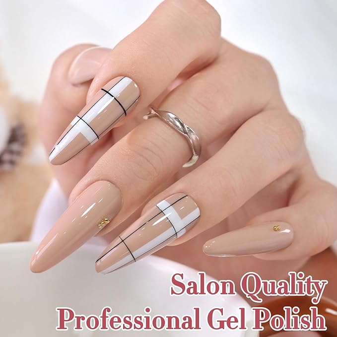 Double Rhythm 0.5 Oz Gel Nail Polish Neutral Natural Same Color Same Bottle Translucent Light Milky Pastel 15ML Manicure French Design Art DIY at Home (Nude-A1214)