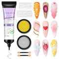 SAVILAND SSPro X 3D Nail Gel Kit: 15g No Wipe Clear 3D Sculpting Gel for Nail Art Design Molding Carving Drawing Sculpture and Decoration with Chrome Powder Silicone 3D Molds Home Salon DIY Nail Art