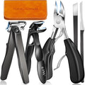 Toenail Clippers for Thick Toenails, Angled Head Toe Nail Clippers with Catcher, 360° Rotating Nail Clippers for Men, 37mm Wide Opening Nail Cutter for Ingrown Toenails, 5PCS Seniors Foot Repair Set