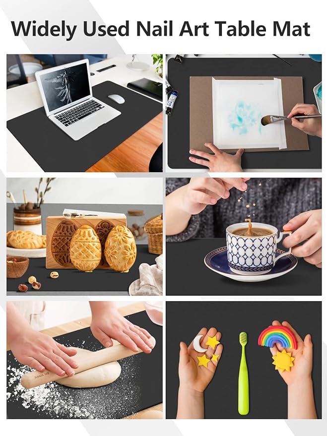 (MAT ONLY) Nail Art Table Mat, Nail Arm Rest Pad for Acrylic Nails, Soft Microfiber PU Leather Nail Mat for Table, Foldable Nail Hand Rest Pillow Manicure Pad, Acrylic Nail Desk Mat for Nail Cushion
