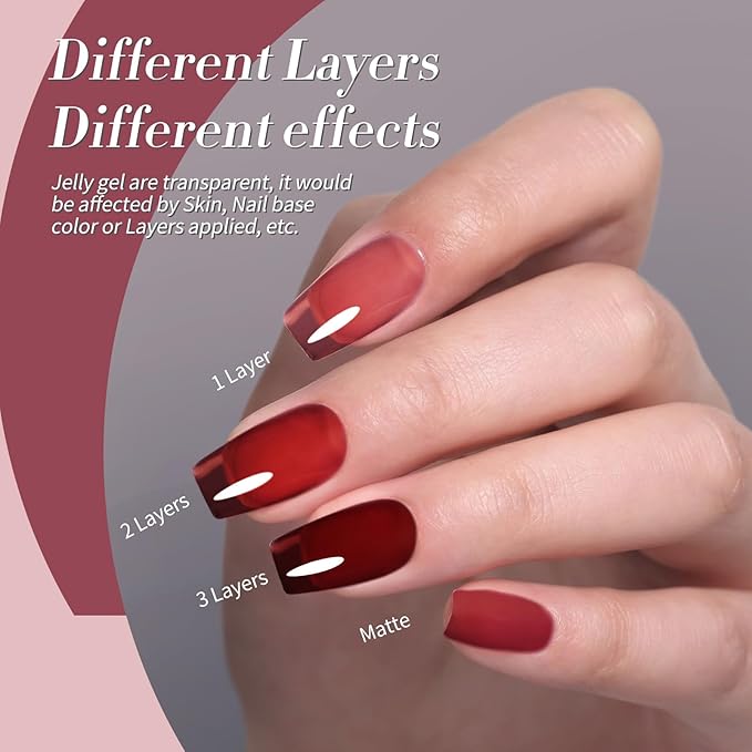 Born Pretty Jelly Red Burgundy Gel Nail Polish Valentine's Day Ruby Blood Red Glitter Cat Magnetic Eye Gel Nail Polish Wine Gel Polish Collection Soak Off U v Led Gel Nail Kit Minicure DIY Gift 6PCS